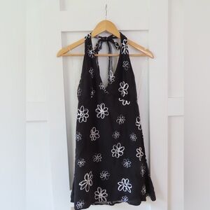 Pacsun LA Hearts Mini Black Flowered Dress | Halter Neck | Size XS